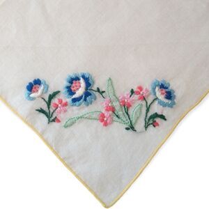 Vtg Embroidered Floral Hankie Handkerchief Bridal Cottagecore Shabby Victorian‎